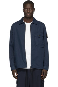 Stone Island - ブルー チェスト ポケット オーバーシャツ
