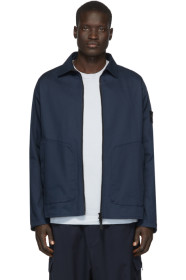 Stone Island - ブルー ジップアップ オーバーシャツ ジャケット