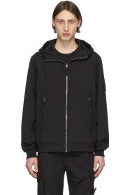 Stone Island - Blouson à capuche noir Soft Shell