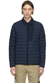 Stone Island - ブルー ダウン ルーム ウーブン パファー ジャケット