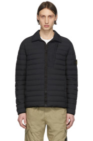 Stone Island - Blouson matelassé en duvet noir Loom Woven