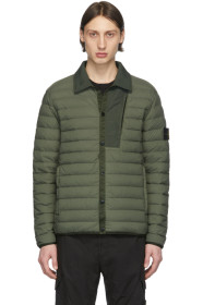 Stone Island - Blouson matelassé en duvet kaki Loom Woven