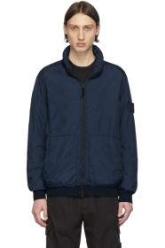 Stone Island - ブルー ナイロン ジップアップ ジャケット