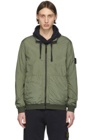 Stone Island - Blouson en nylon à glissière kaki