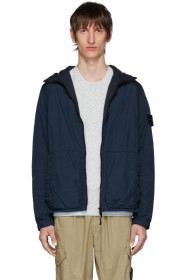 Stone Island - ブルー ナイロン レップ フード コート