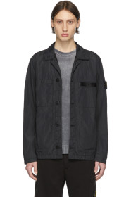 Stone Island - ブラック ナイロン メタル シアサッカー ジャケット