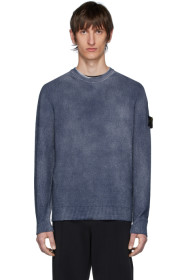 Stone Island - Navy Hand-Dyed Knit Sweater
