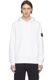 Stone Island - ホワイト プルオーバー フーディ