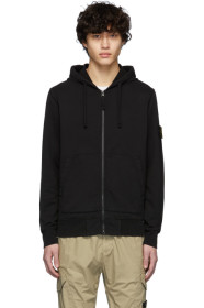 Stone Island - ブラック ジップアップ フーディ