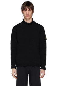 Stone Island - ブラック インタルシア ニット タートルネック