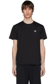 Stone Island - ブラック ロゴ パッチ T シャツ