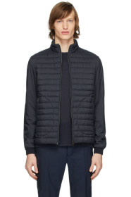Herno - Blouson en nylon bleu marine Matte