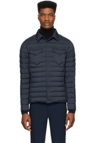 Herno - Blouson en nylon mat bleu marine