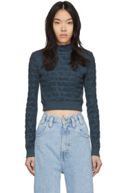 Eckhaus Latta - Blue Anagram Cropped Turtleneck