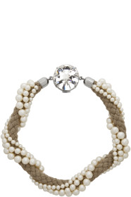 Miu Miu - Off-White Braided Pearl Necklace