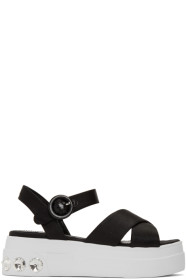 Miu Miu - Black Crystal Platform Sandals