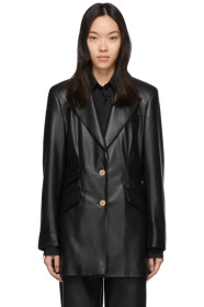 Nanushka - Black Vegan Leather Cancun Blazer