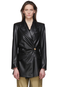 Nanushka - Blazer en cuir végétalien noir Blair Hourglass