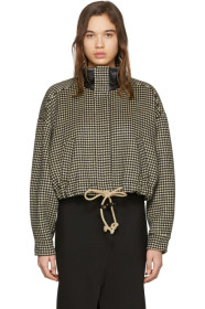 Nanushka - Black & White Houndstooth Cropped Logan Jacket