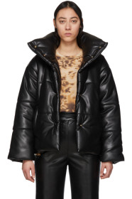 Nanushka - Black Vegan Leather Puffer Jacket