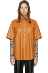 Nanushka - Orange Vegan Leather Lano Shirt
