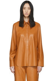Nanushka - Orange Vegan Leather Noelle Shirt
