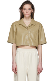 Nanushka - Khaki Vegan Leather Rhett Shirt