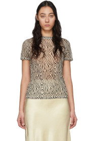 Nanushka - Black & Beige Mesh Zebra Guy T-Shirt