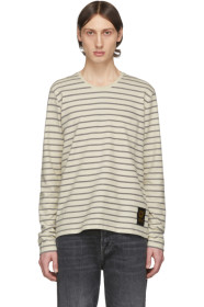 Tiger of Sweden Jeans - Off-White & Black Striped Salk Long Sleeve T-Shirt