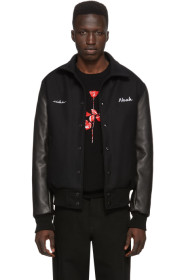 Noah NYC - Blouson aviateur noir Rose Depeche Mode Violator