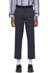Noah NYC - Pantalon chinos bleu marine et noir Single-Pleat