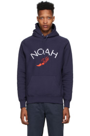 Noah NYC - Pull à capuche bleu marine Winged Foot