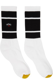 Noah NYC - Chaussettes rayées blanches et noires Varsity