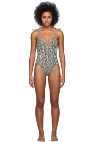 Solid & Striped - Black & Beige Leopard 'The Olympia' One-Piece Swimsuit