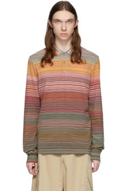 Missoni - Orange & Multicolor Striped Long Sleeve Polo