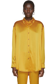 Sies Marjan - Yellow Crinkled Satin Kiki Oversized Shirt