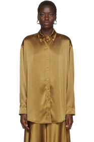 Sies Marjan - Tan Crinkled Satin Kiki Oversized Shirt