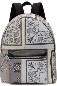 Amiri - Sac à dos gris et blanc cassé Bandana Reconstruction Classic