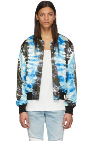 Amiri - Blouson aviateur à motif tie-dye bleu Hearts