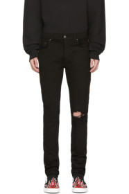 Amiri - Black Leopard Half Track Broken Jeans