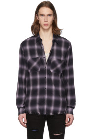 Amiri - 紫色 & 黑色 Shadow Plaid 衬衫