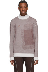 A-COLD-WALL* - Pull en laine de mérinos bourgogne et gris Jacquard