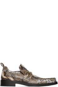 Martine Rose - Brown Snake Square Toe Boot Loafers