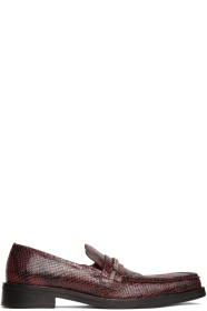 Martine Rose - Red Embossed Square Toe Loafers