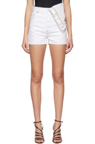Y/Project - White Denim Asymmetric Shorts