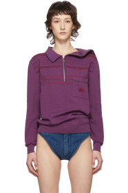 Y/Project - Purple Asymmetric Collar Long Sleeve Polo