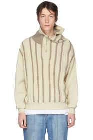 Y/Project - Col roulé asymétrique en laine de mérinos à demi-glissière beige et gris