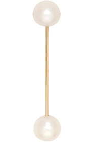 Saskia Diez - Gold & White Two Pearl Barbelle Single Stud Earring