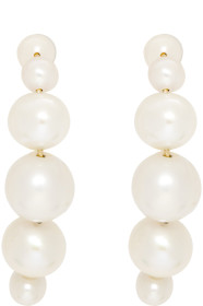 Saskia Diez - Gold Drop Pearl Hugging Earrings
