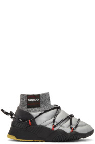 adidas Originals by Alexander Wang - Baskets montantes noires et argentées Puff